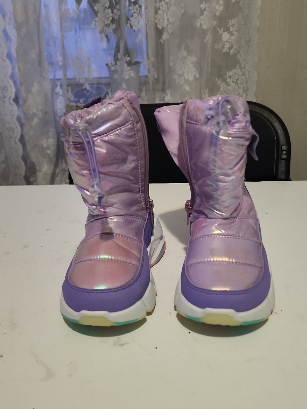 Kids Iridescent Purple Snow Boots